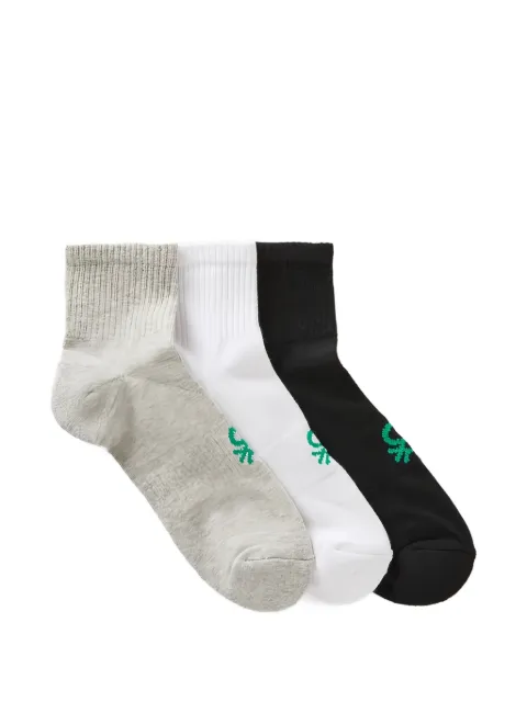 Benetton ribbed-knit logo-embroidered socks pack (set of three)