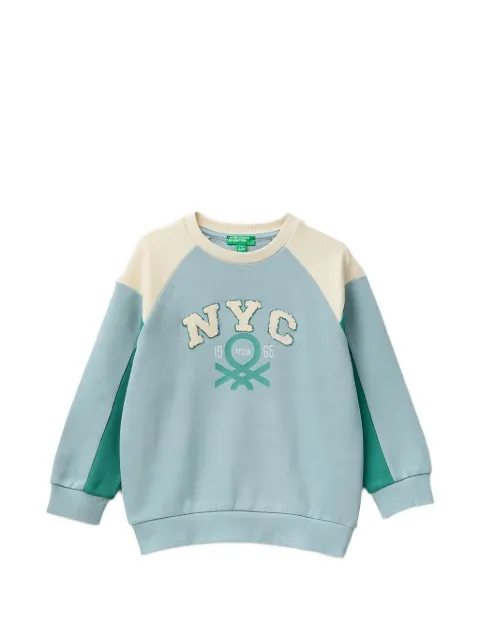 Benetton sudadera con mangas raglán y logo estampado