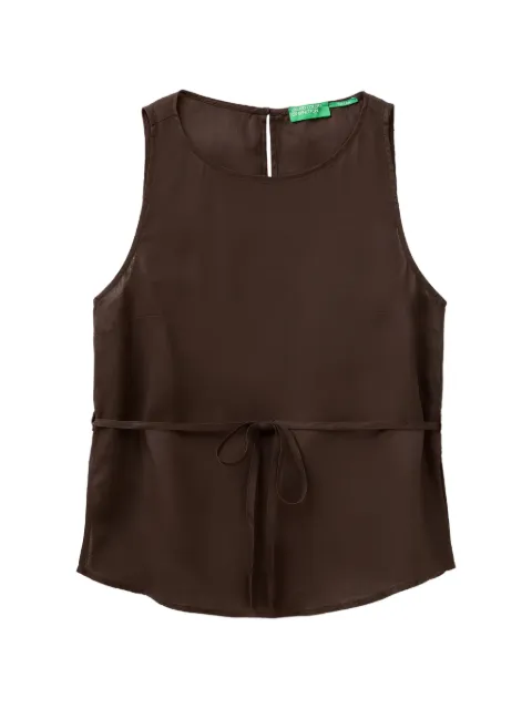 Benetton sleeveless belted blouse