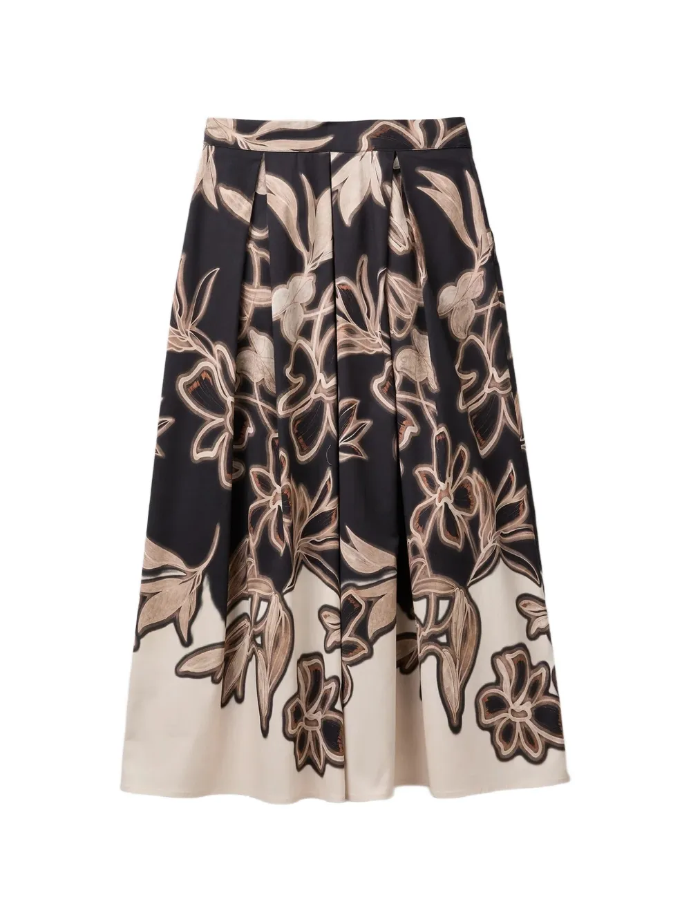 Benetton floral-print pleated midi skirt - Nero