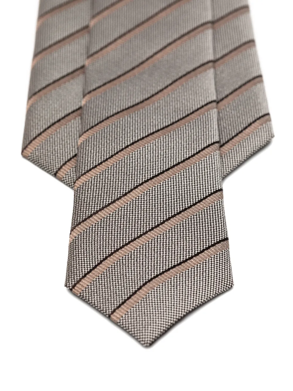 BOSS diagonal-stripe silk tie Grijs