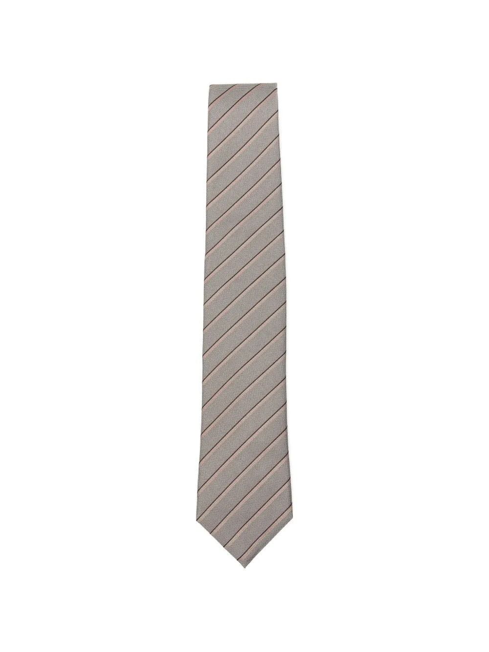 BOSS diagonal-stripe silk tie - Grau