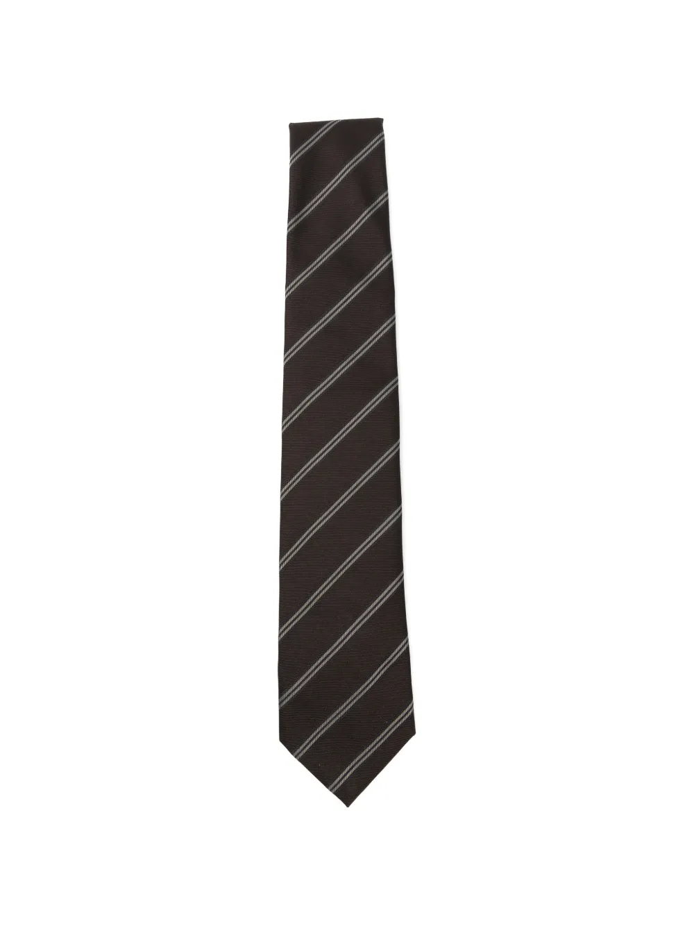 BOSS diagonal-stripe silk tie - Braun