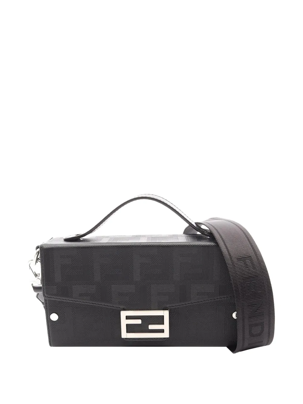 Fendi Pre-Owned 2010-2026 Zucca Leather Soft Trunk Baguette satchel - Nero
