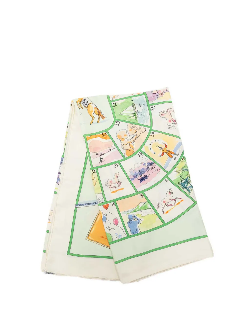 Hermès Pre-Owned 2000-2026 Le Jeu des Petits Bonheurs Silk Scarf 90 scarves - Verde
