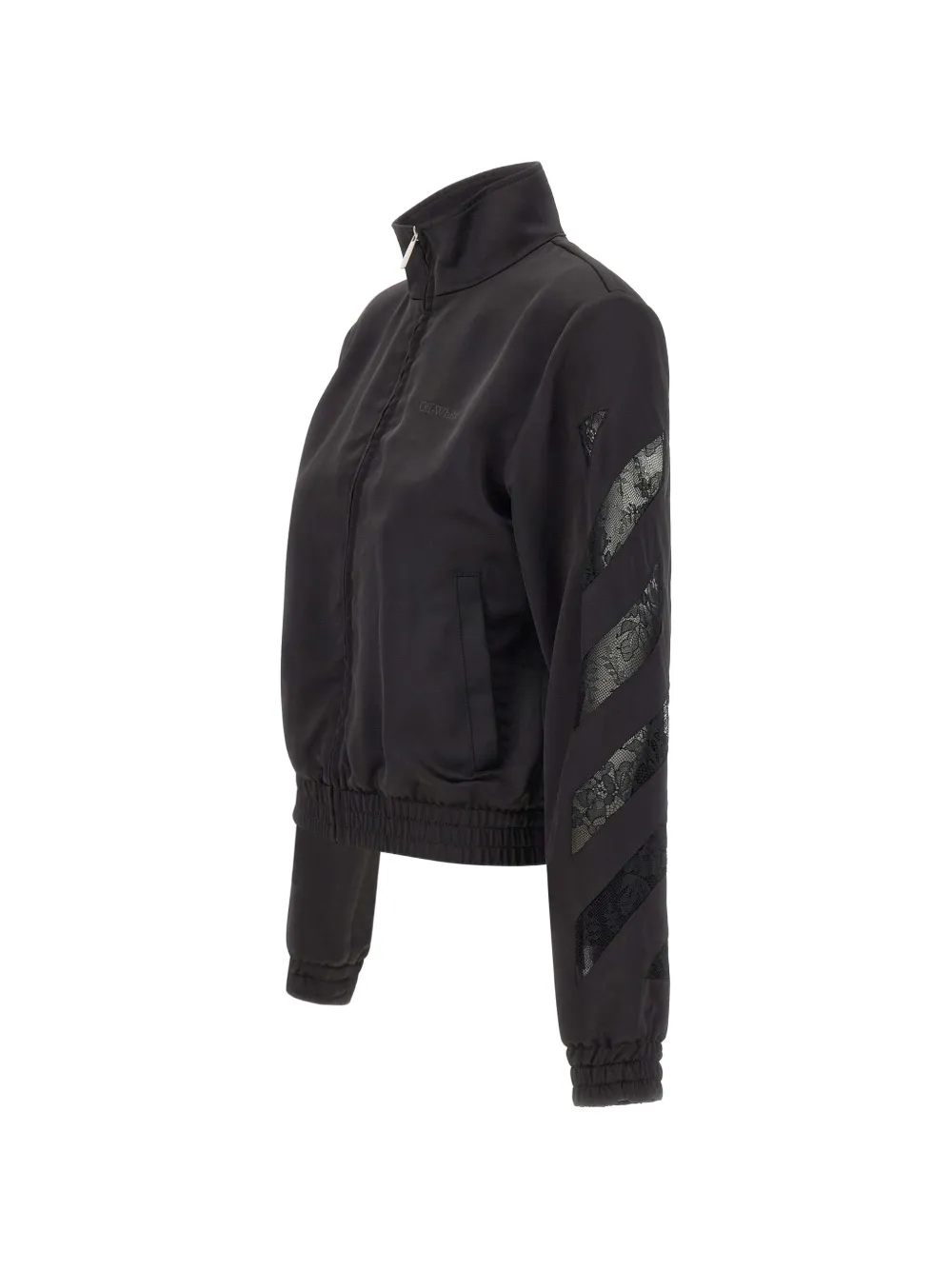 Off-White Diagonals satijnen trainingsjack met kant Zwart