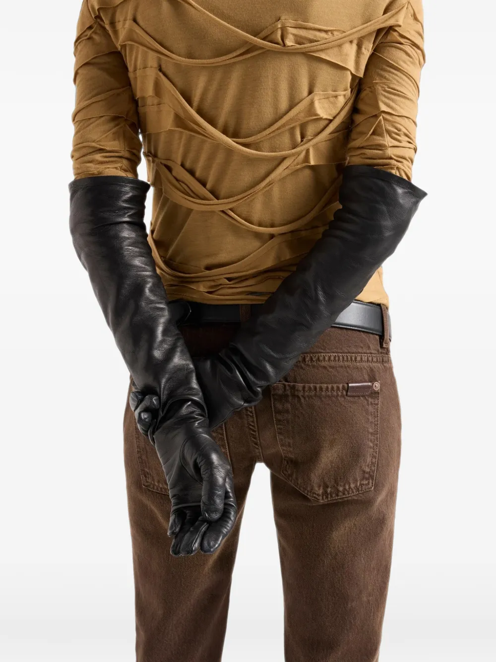 7 For All Mankind Lange handschoenen van imitatieleer Zwart