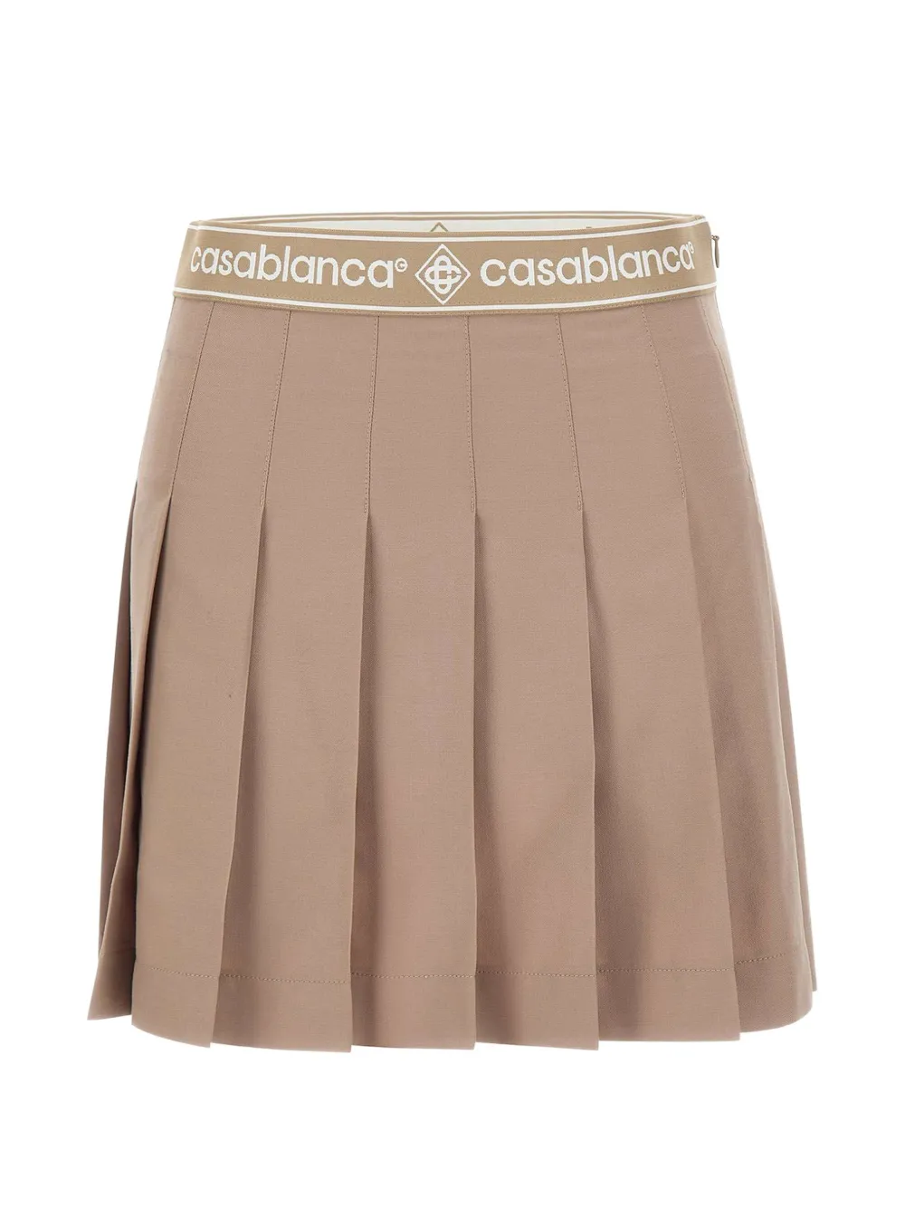 Casablanca pleated logo-waistband mini skirt - Marrone
