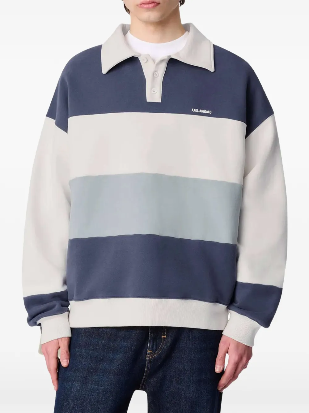 Axel Arigato Anchor striped polo shirt Blauw