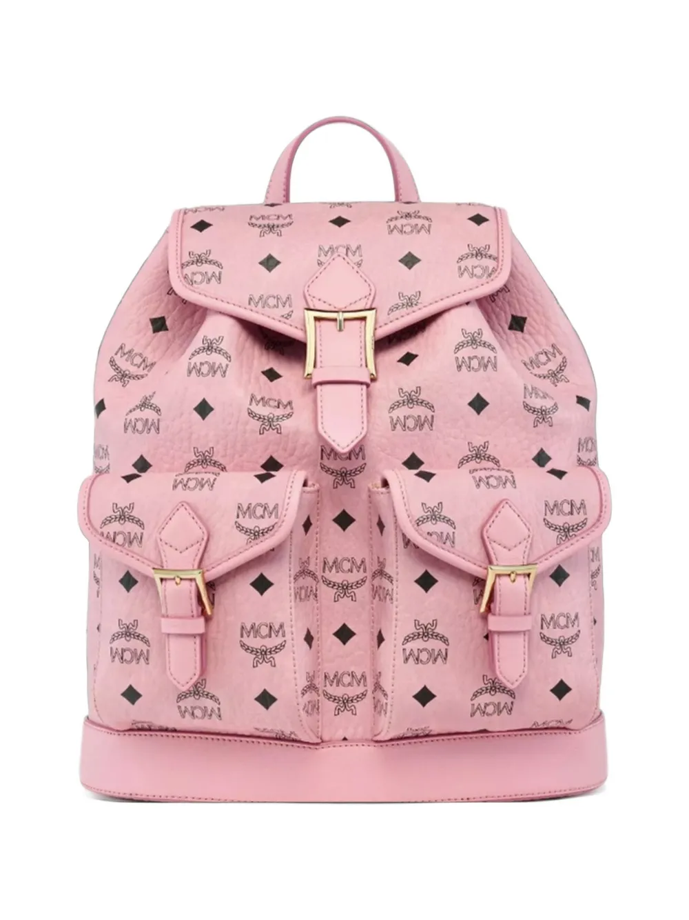 MCM small Aren Visetos-print buckled backpack Roze