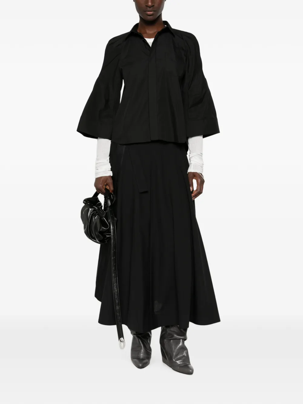 sacai flared-sleeve shirt Zwart