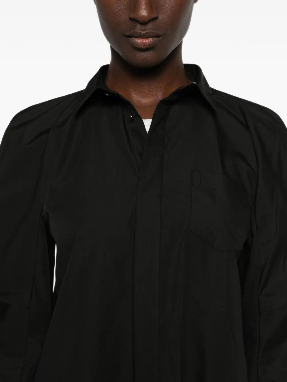 sacai flared-sleeve shirt Zwart
