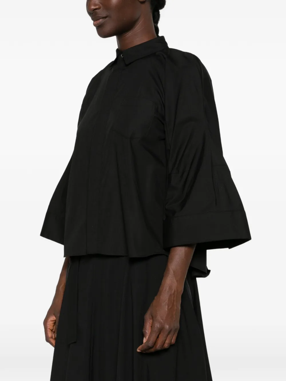 sacai flared-sleeve shirt Zwart