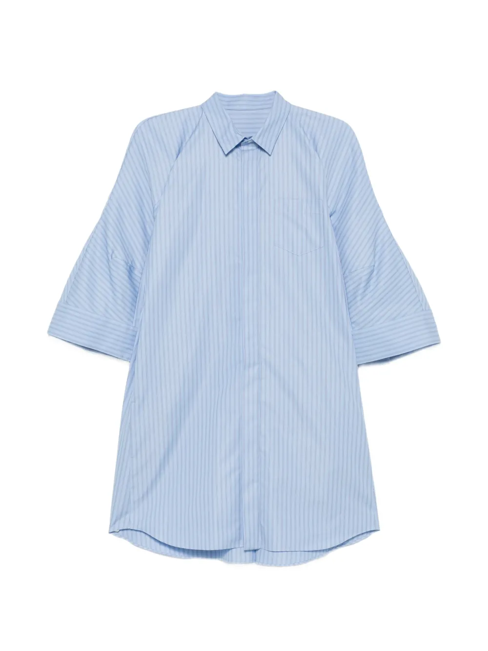 sacai striped flared-sleeve shirt mini dress