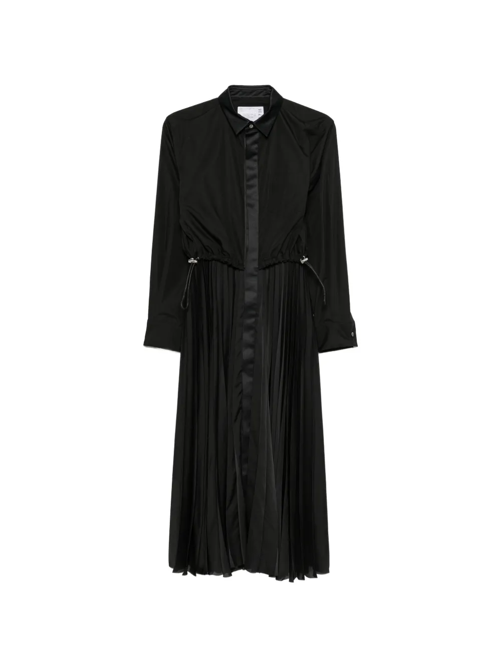 sacai pleated layered midi dress