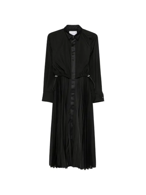 sacai pleated layered midi dress