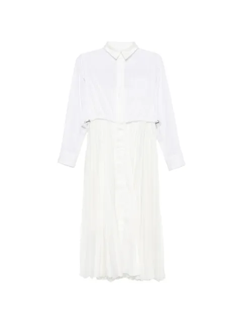sacai pleated drawstring shirt midi dress