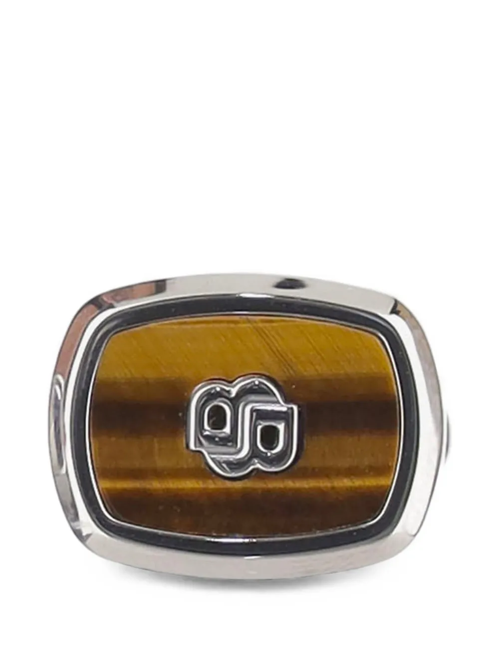 BOSS Manchetknopen met stenen inleg en monogram-plakkaat Zilver