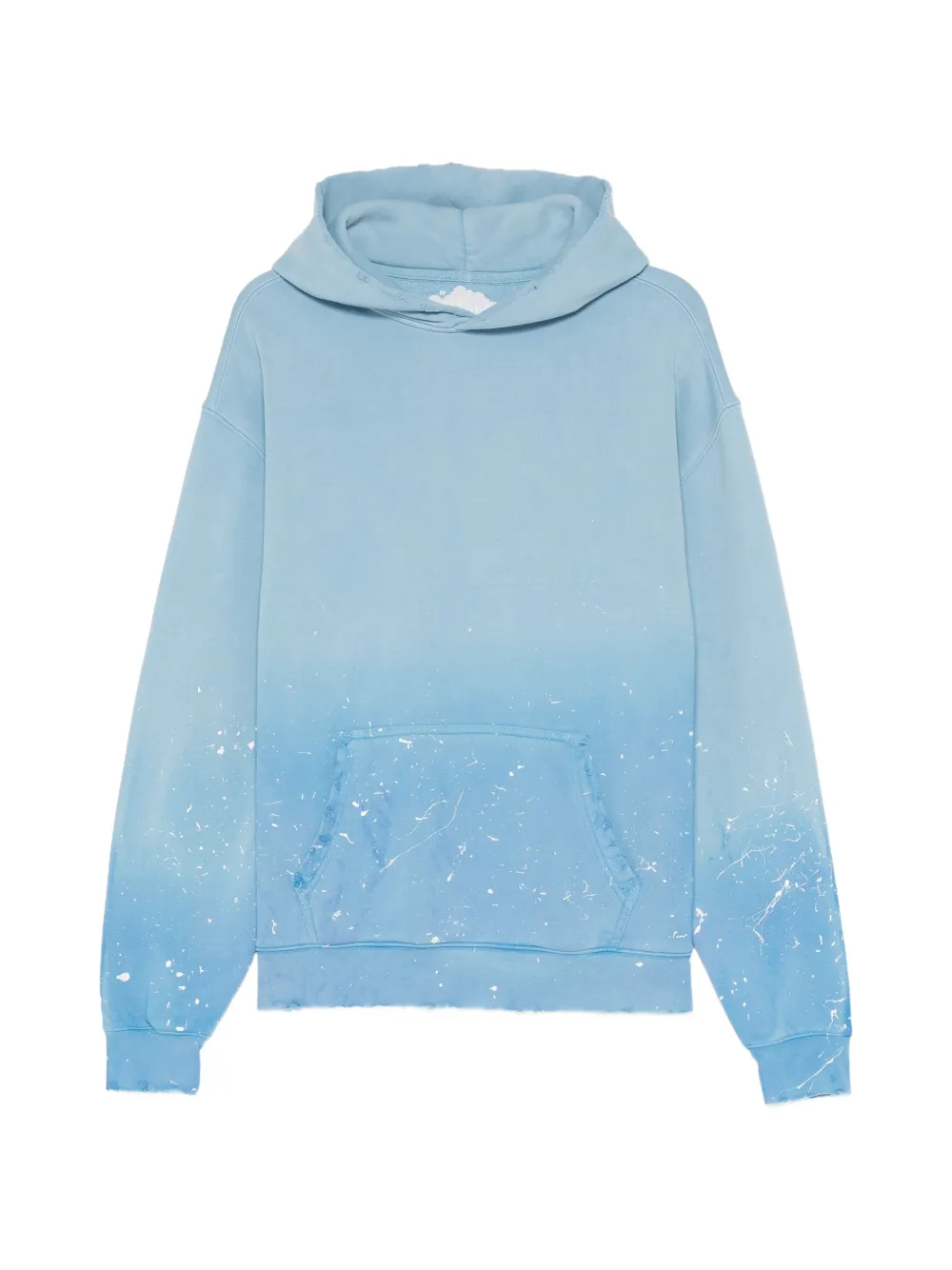 PALE CLOUD paint-splatter ombré-effect hoodie - Blu