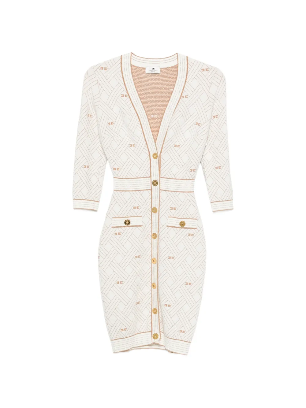 Elisabetta Franchi monogram-pattern button-front midi dress