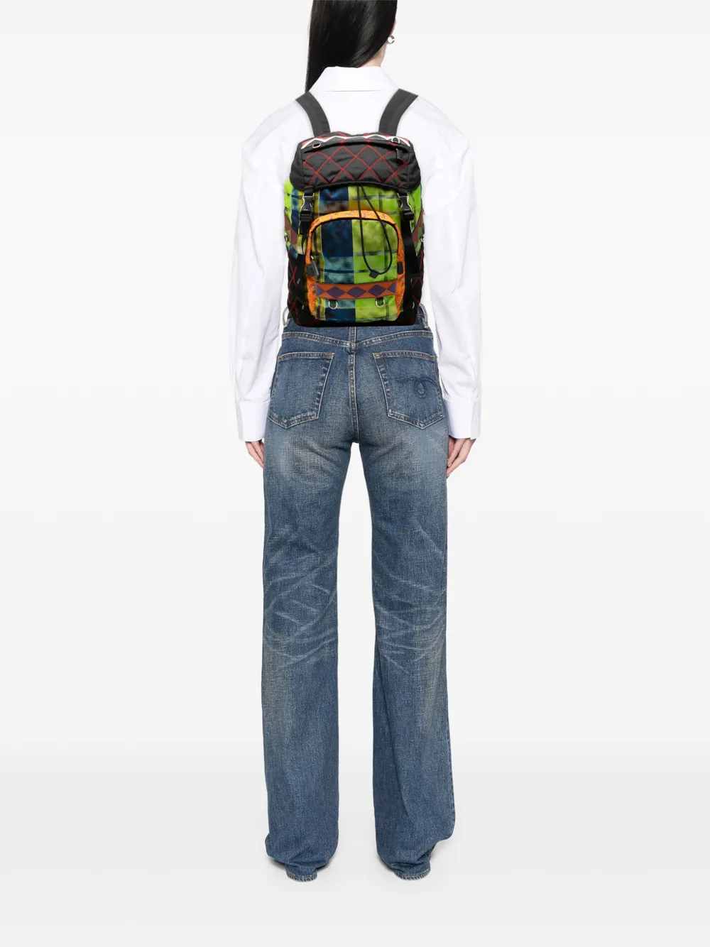 Prada Pre-Owned 2010-2026 Tessuto rugzak met patch Groen