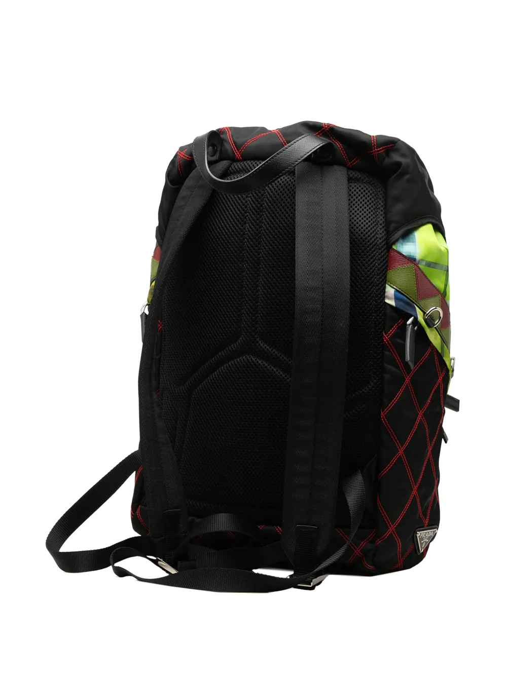 Prada Pre-Owned 2010-2026 Tessuto rugzak met patch Groen