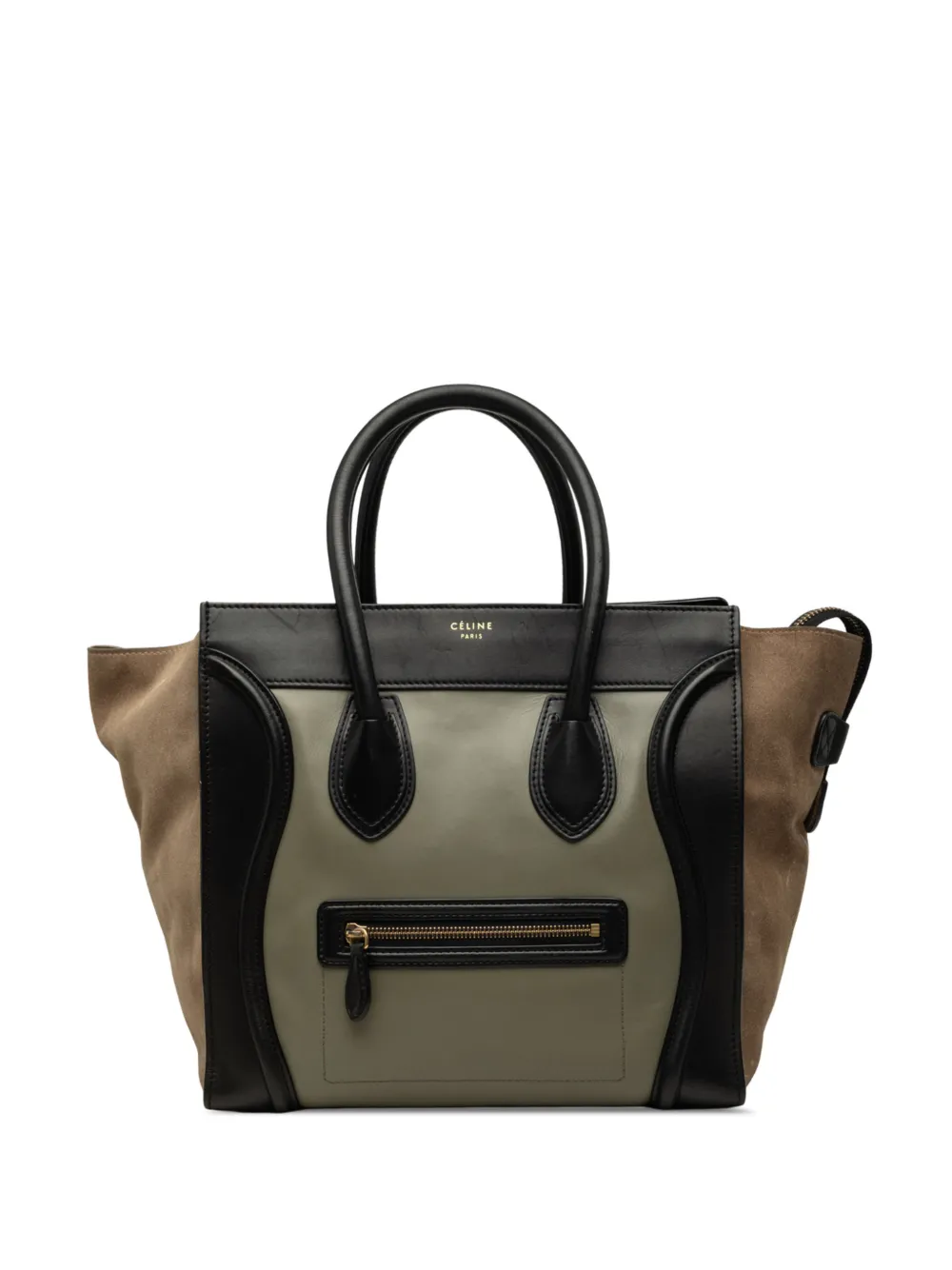 Celine Pre-Owned 2012 Mini Tricolor Calfskin and Suede Luggage tote bag - Marrone