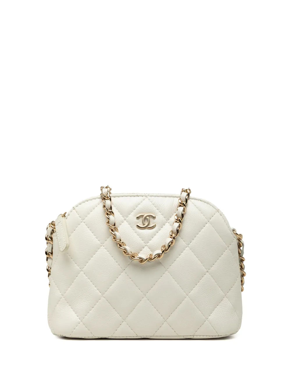 CHANEL Pre-Owned 2021-2026 Mini CC Quilted Caviar Dome Clutch with Chain crossbody bag - Bianco