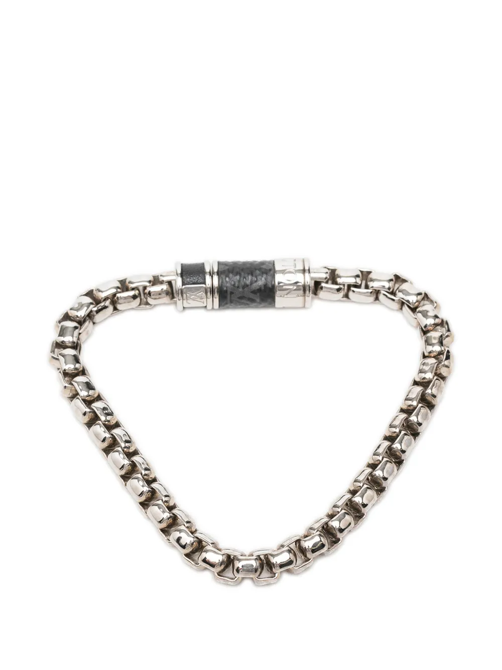 Louis Vuitton Pre-owned 2019 Brass Monogram Eclipse Chain Bracelet Costume Bracelet in Silver, view 3