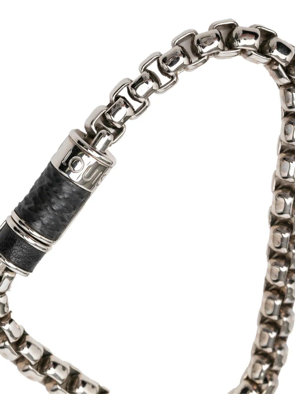 Louis Vuitton Pre-owned 2019 Brass Monogram Eclipse Chain Bracelet Costume Bracelet in Silver, view 5