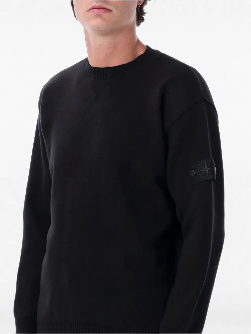 Stone Island Trui met ronde hals en Compass-patch Zwart