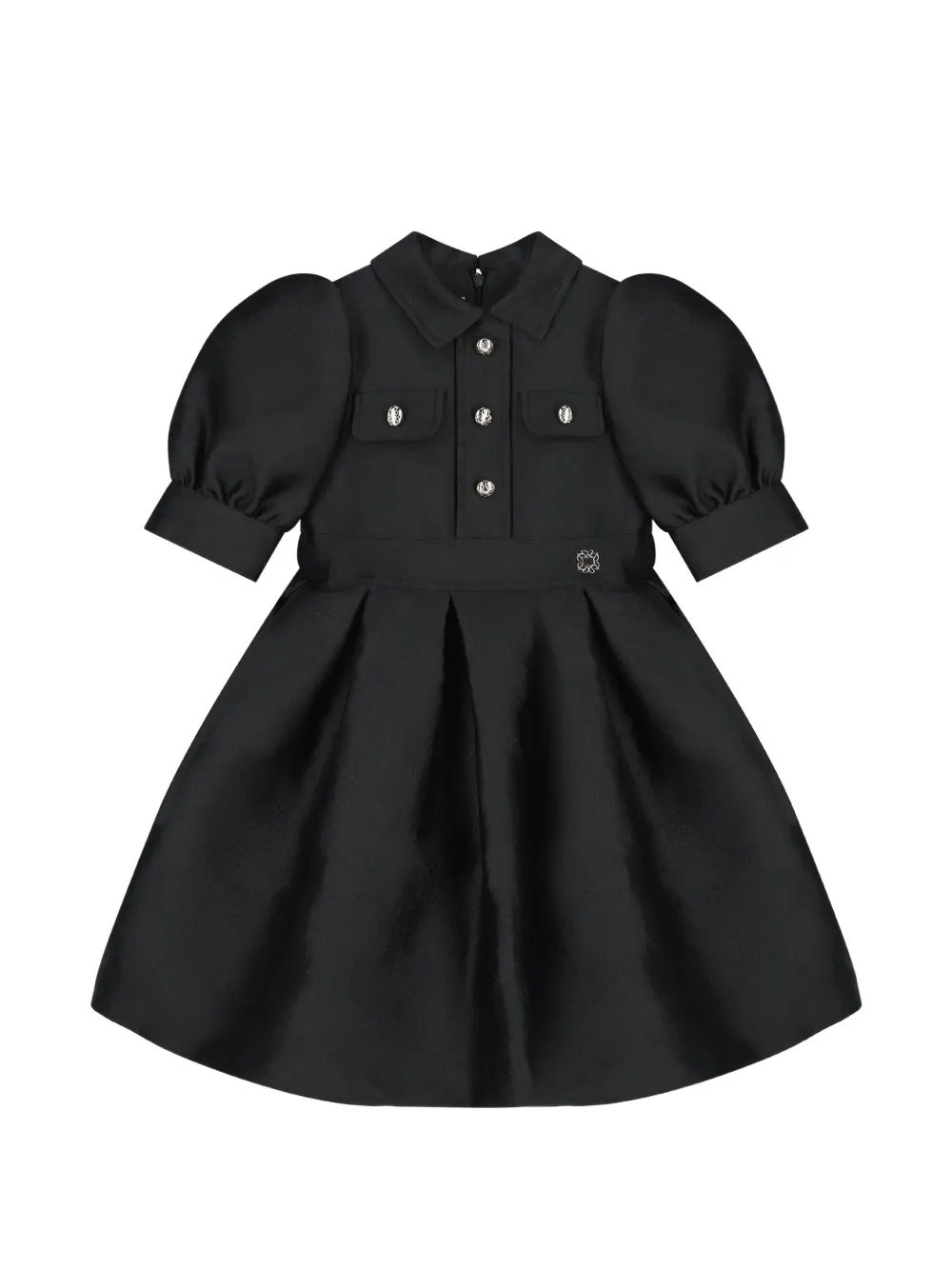 ELIE SAAB JUNIOR puff-sleeve pleated dress - Nero