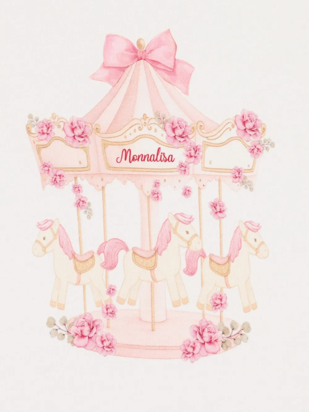 Monnalisa carousel-print floral-border blanket Wit