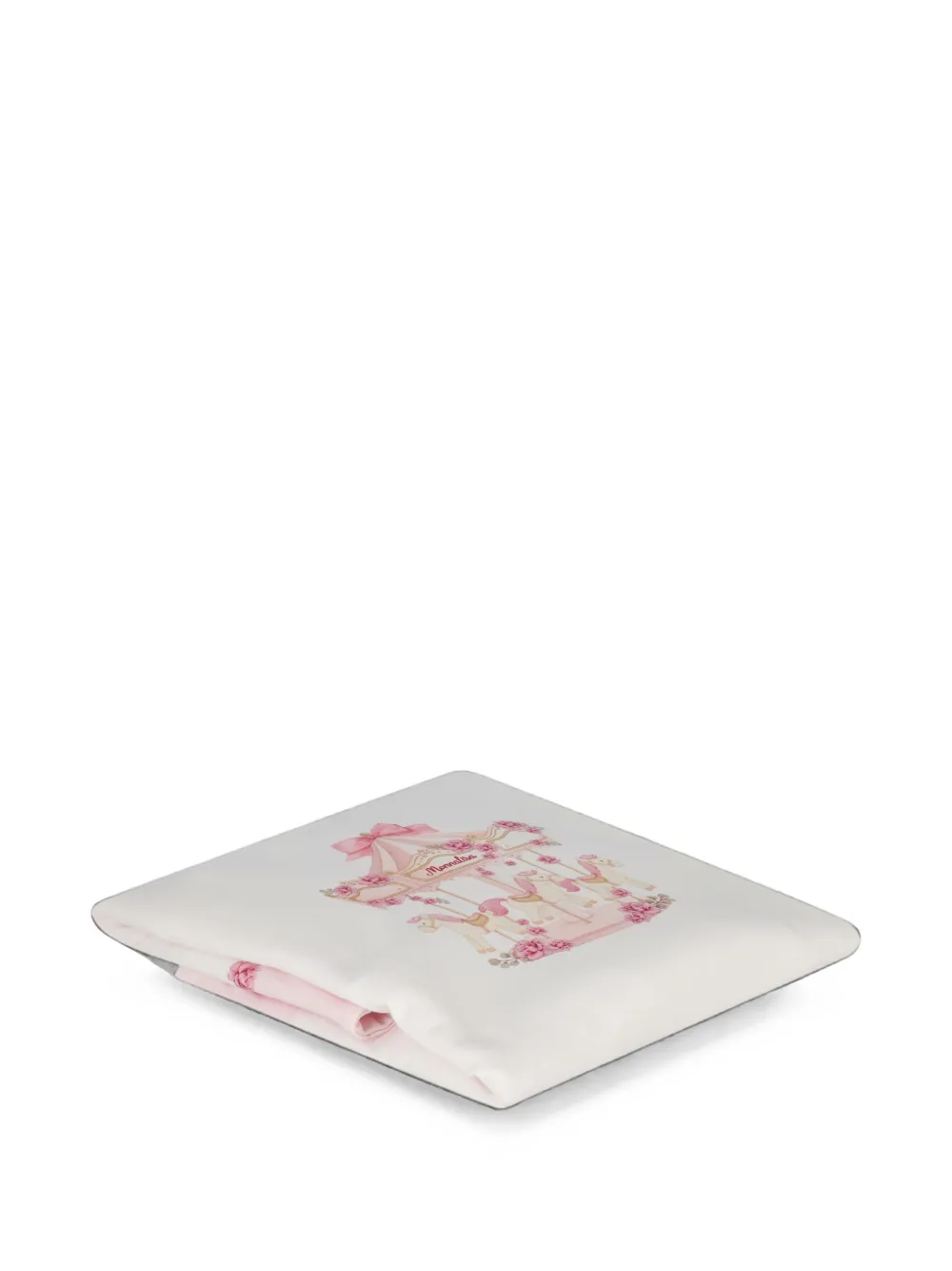 Monnalisa carousel-print floral-border blanket Wit
