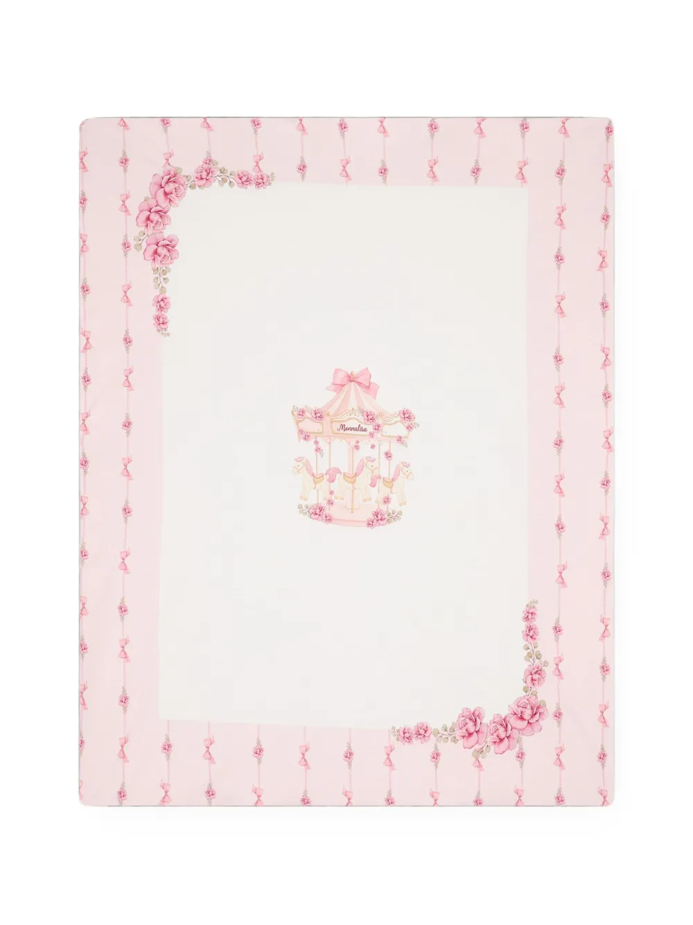 Monnalisa carousel-print floral-border blanket - Bianco