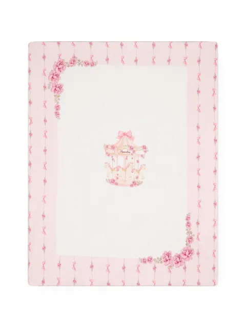 Monnalisa carousel-print floral-border blanket