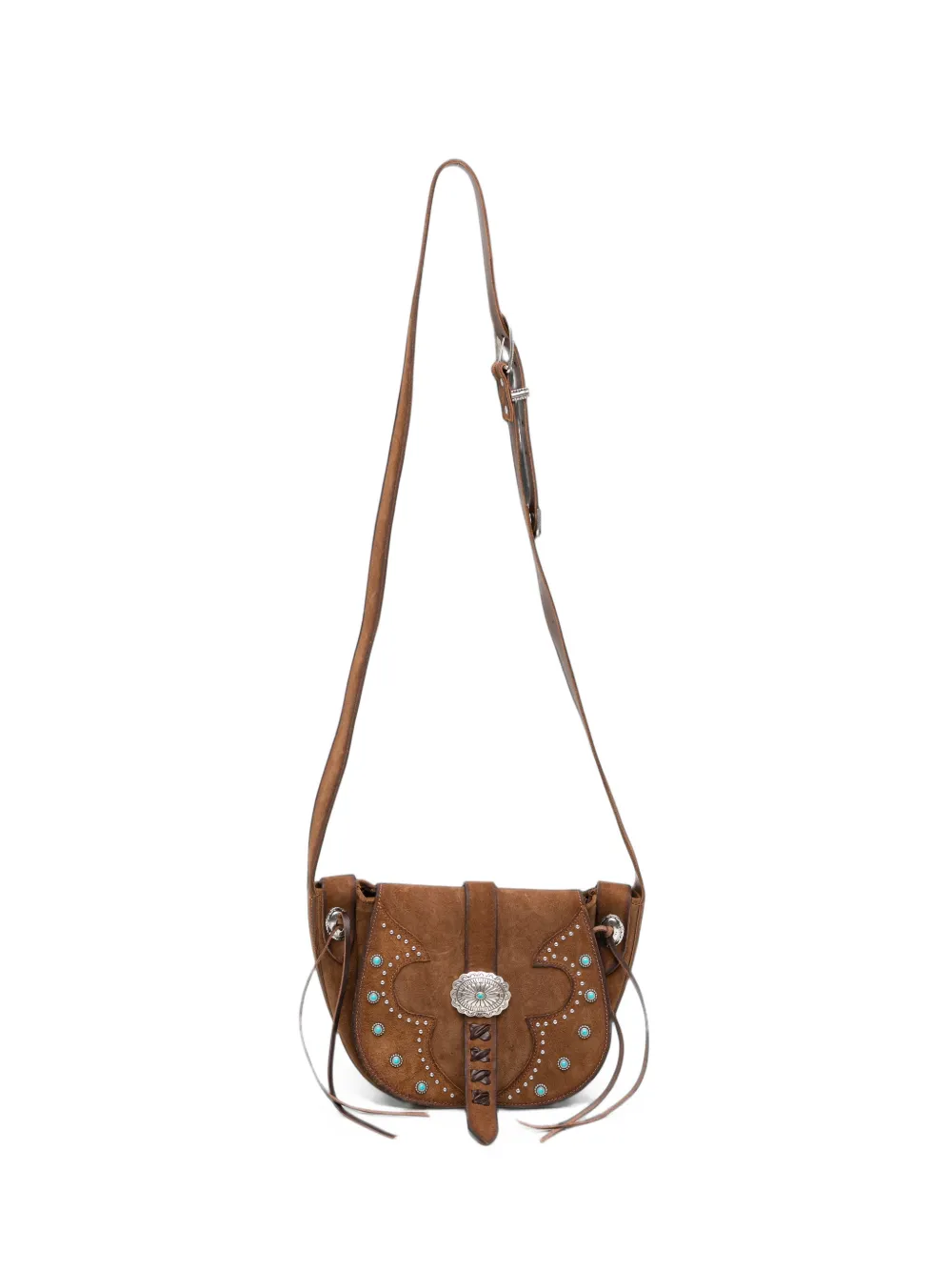 ALBERTO LUTI stud-embellished tassel shoulder bag - Braun