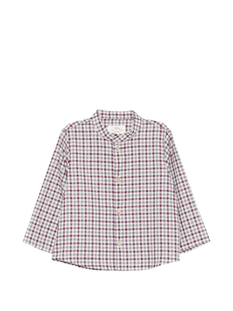 TEDDY & MINOU gingham-check band-collar shirt
