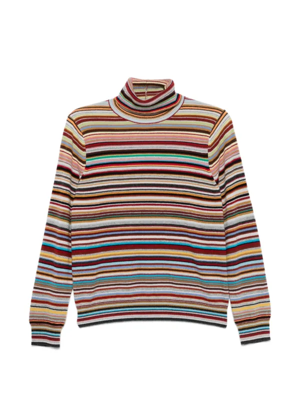 Paul Smith Striped Roll-neck Sweater in Neutrals