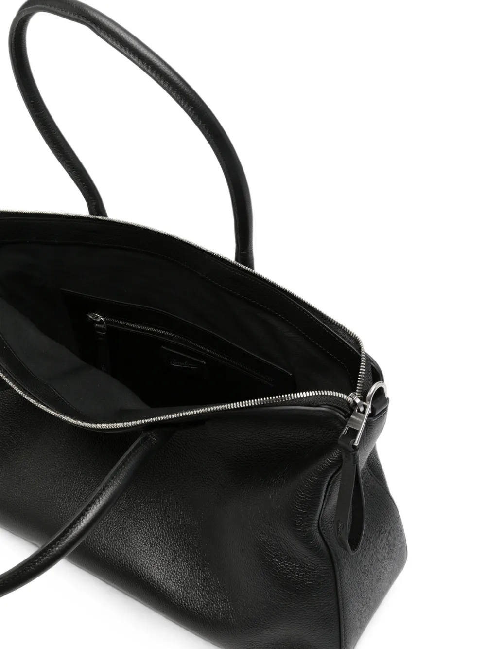 Borsalino Medium shopper met korrelige textuur Zwart