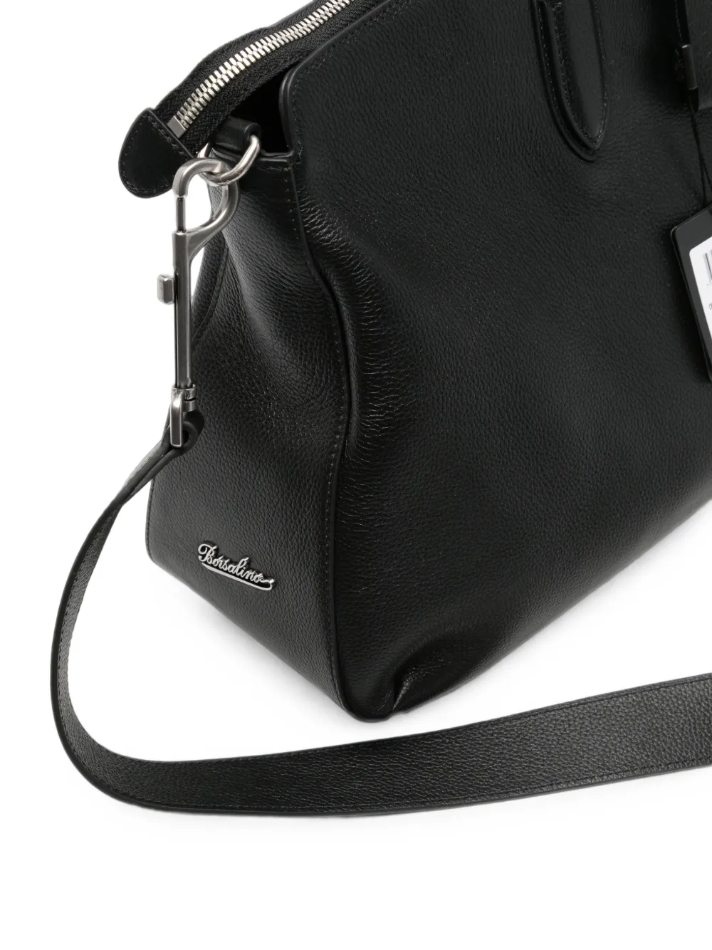 Borsalino Medium shopper met korrelige textuur Zwart