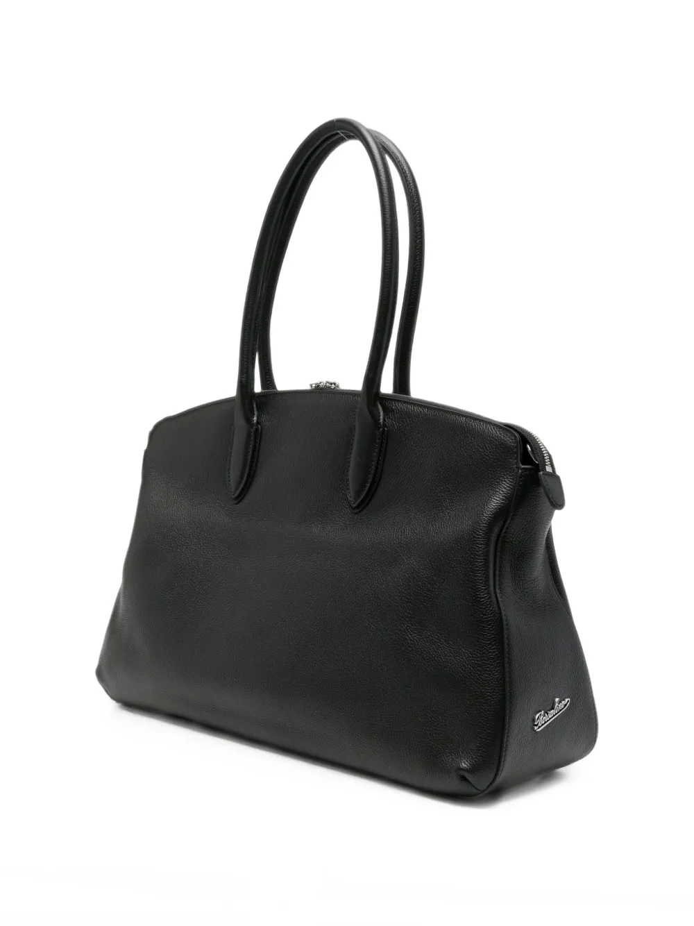 Borsalino Medium shopper met korrelige textuur Zwart
