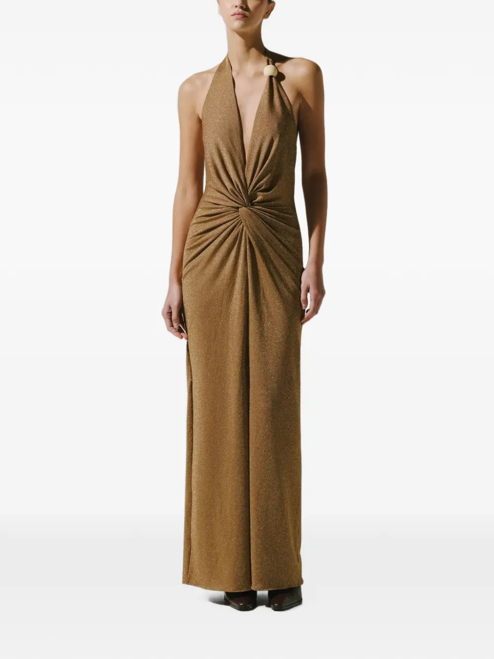 Baobab Eleonora maxi-jurk met geknoopt detail Goud