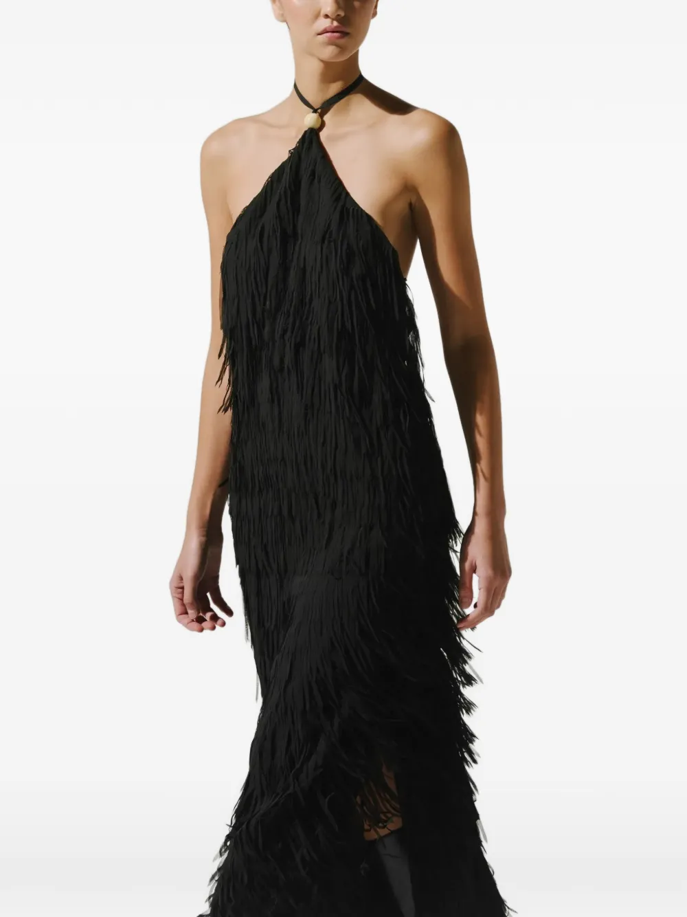 Baobab Cloe fringe-detail maxi skirt Zwart