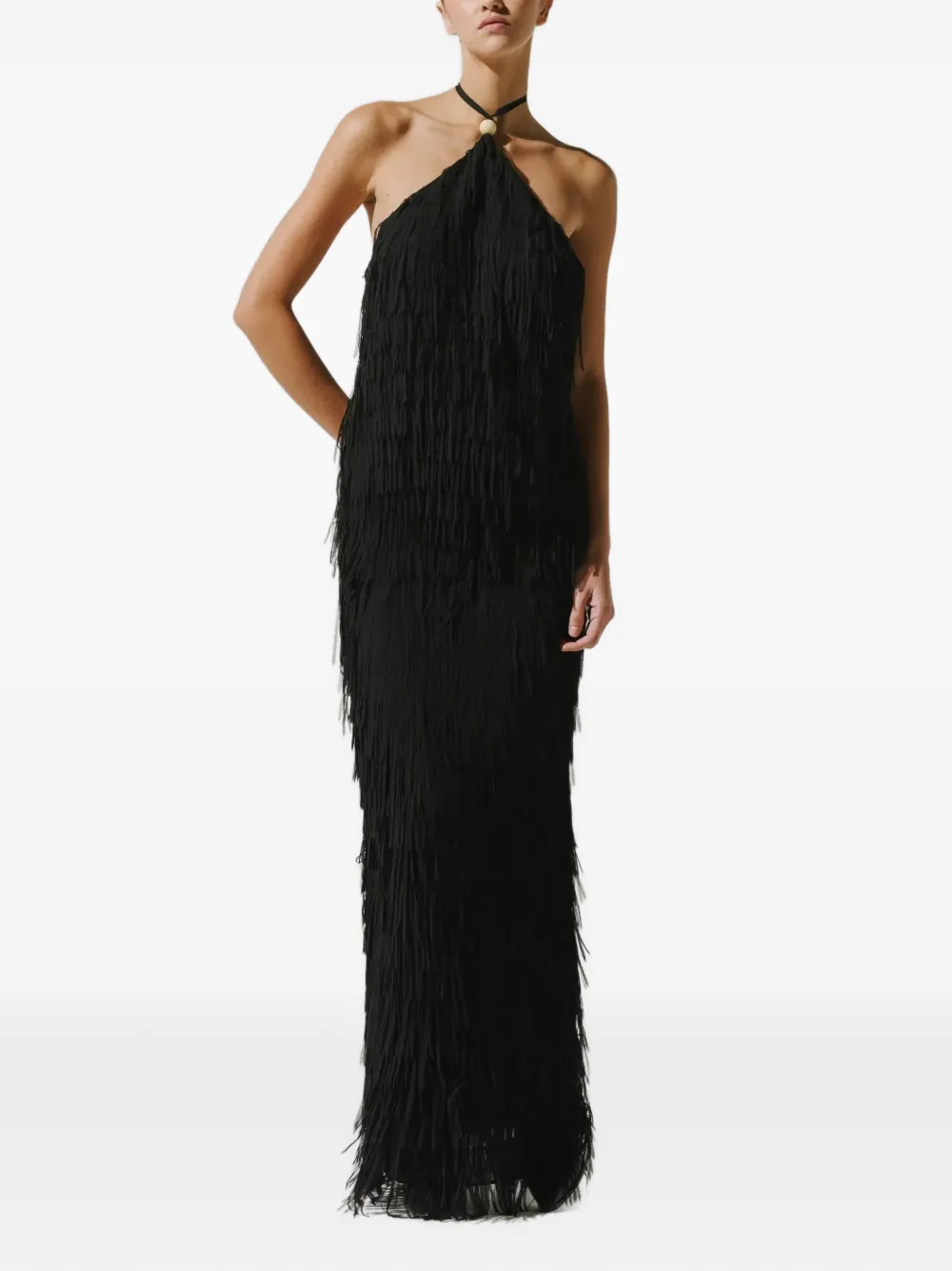 Baobab Cloe fringe-detail maxi skirt Zwart