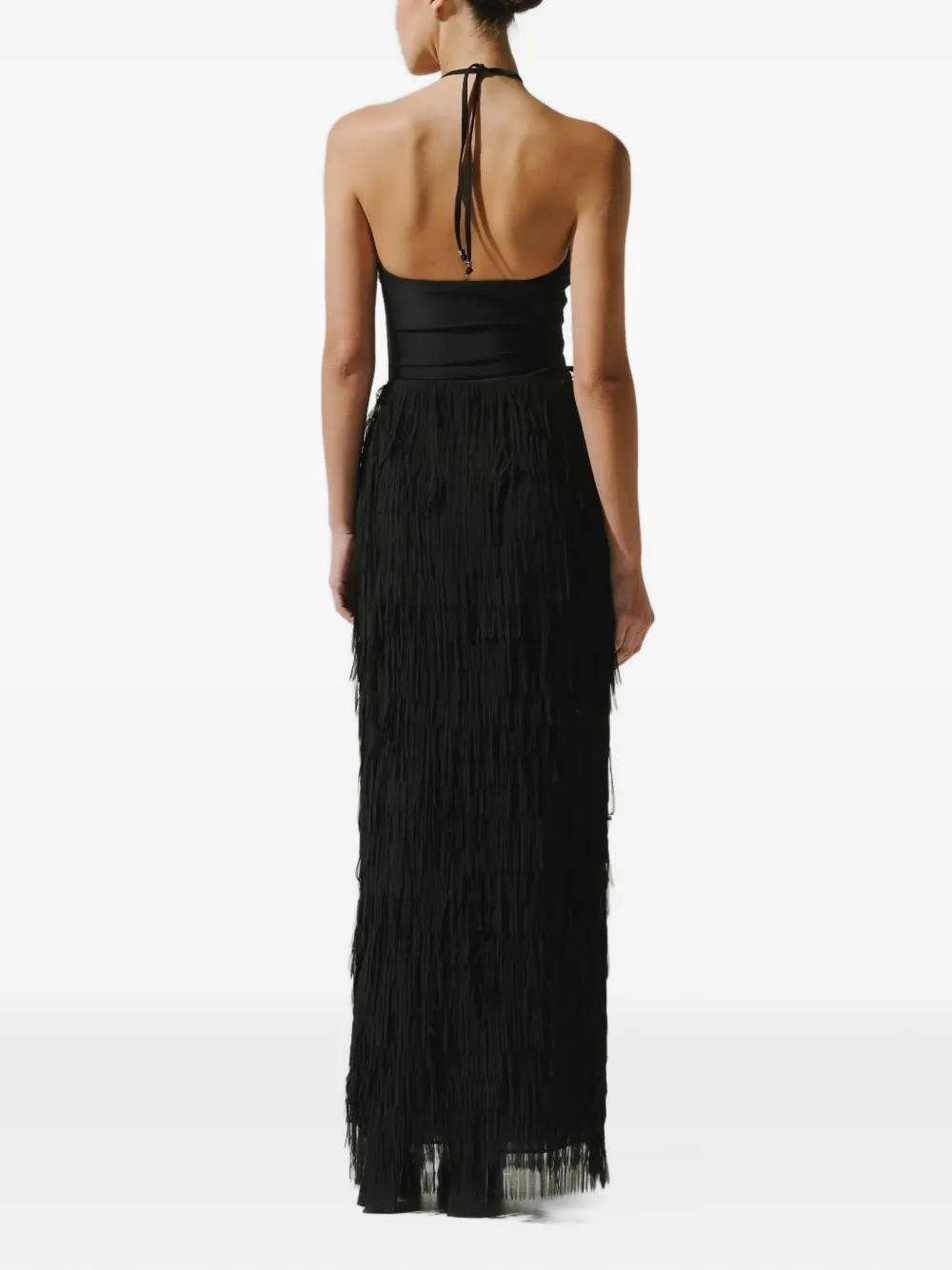Baobab Cloe fringe-detail maxi skirt Zwart