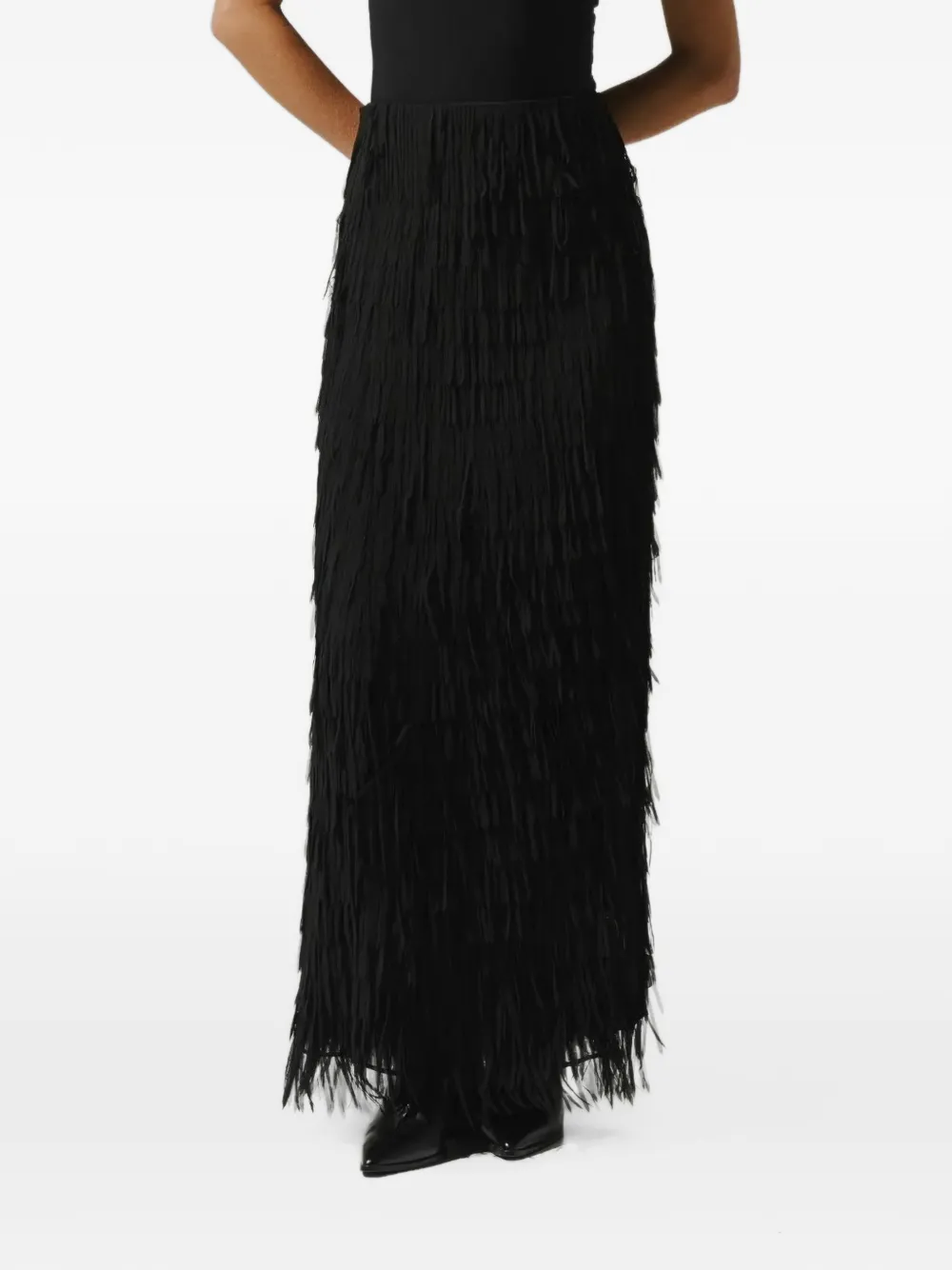 Baobab Cloe fringe-detail maxi skirt Zwart