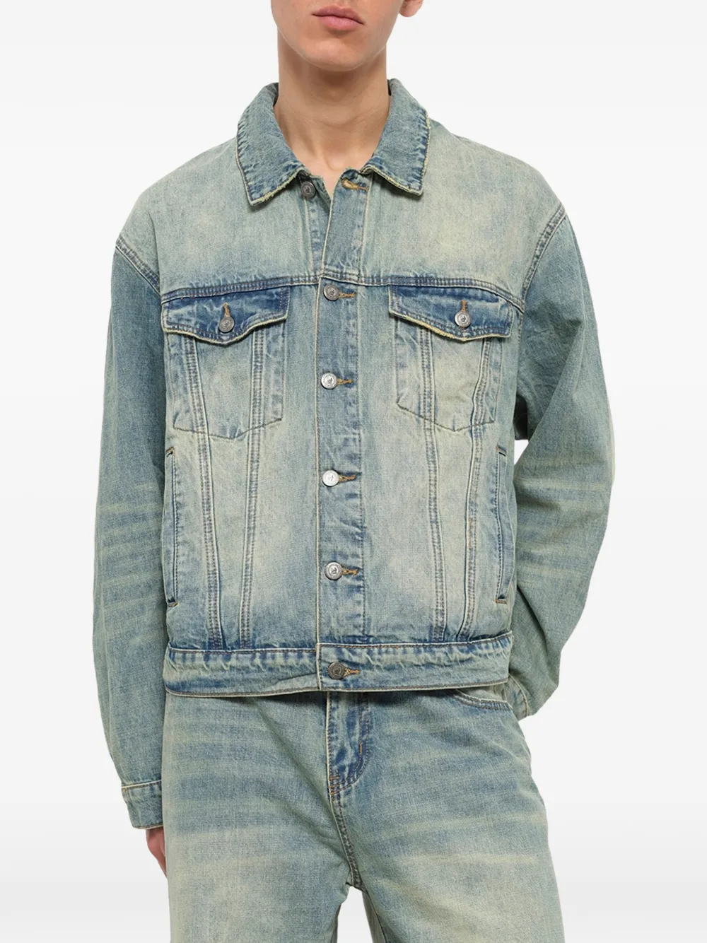 KidSuper Denim jack met geborduurde duif Blauw