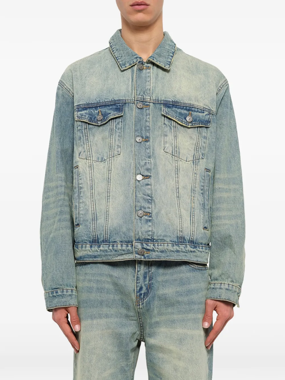 KidSuper Denim jack met geborduurde duif Blauw
