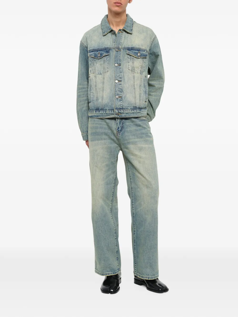 KidSuper Denim jack met geborduurde duif Blauw